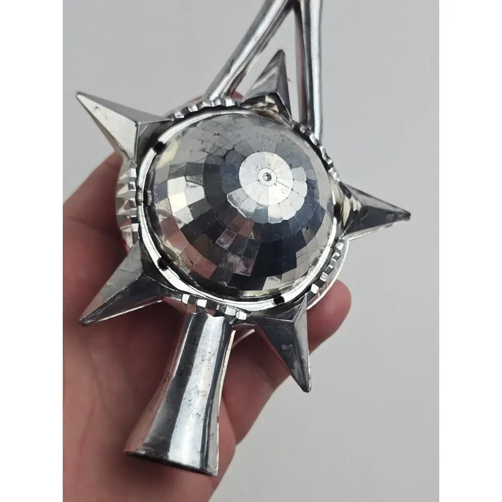 Christmas Tree Topper Plastic Unbreakable Finial Silver Green Pink 9.5
